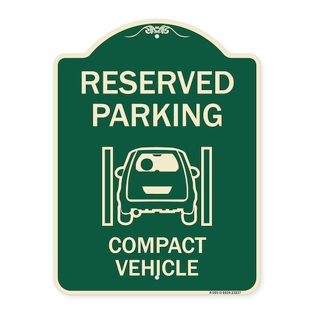 Signmission Reserved Parking Compact Vehicle Heavy-Gauge Aluminum Architectural Sign, 24" x 18", G-1824-23137 A-DES-G-1824-23137